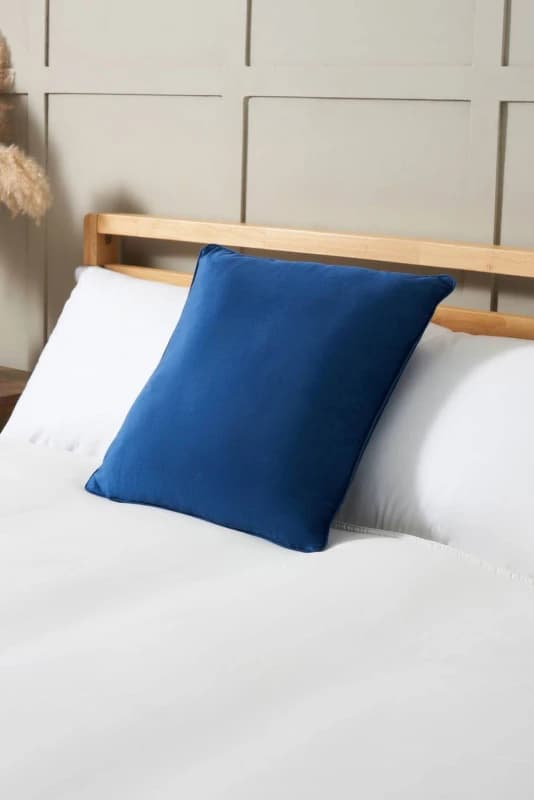 BHS Small Velour Piped Cushion in Navy Navy Unisex