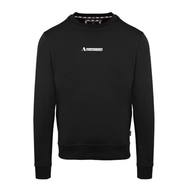 Aquascutum Mens Round Neck Crew Sweatshirt - Black Male S