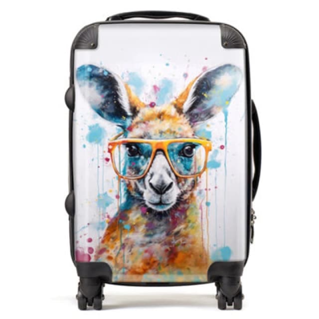 Warren Reed Designer Splashart Kangaroo In Glasses Suitcase - Cabin