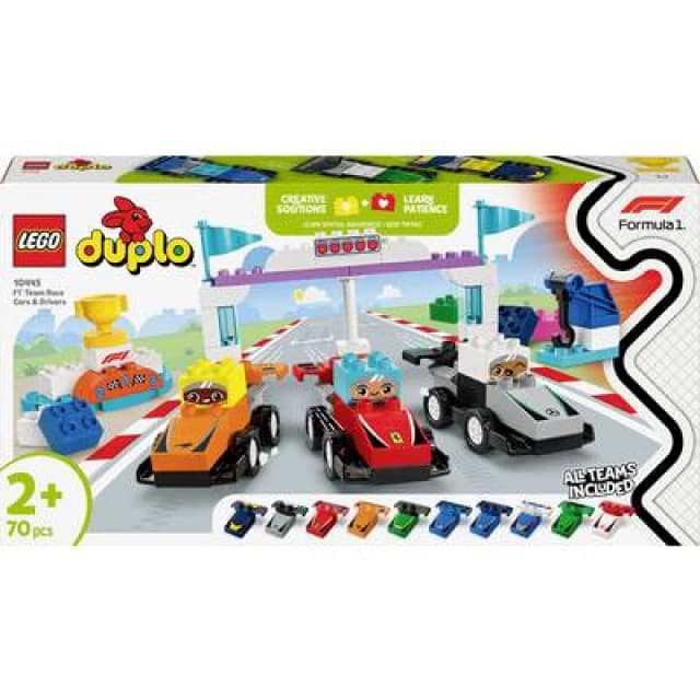 LEGO DUPLO Town F1 Team Race Cars & Drivers Building Toy for Family Fun 10445 Toys