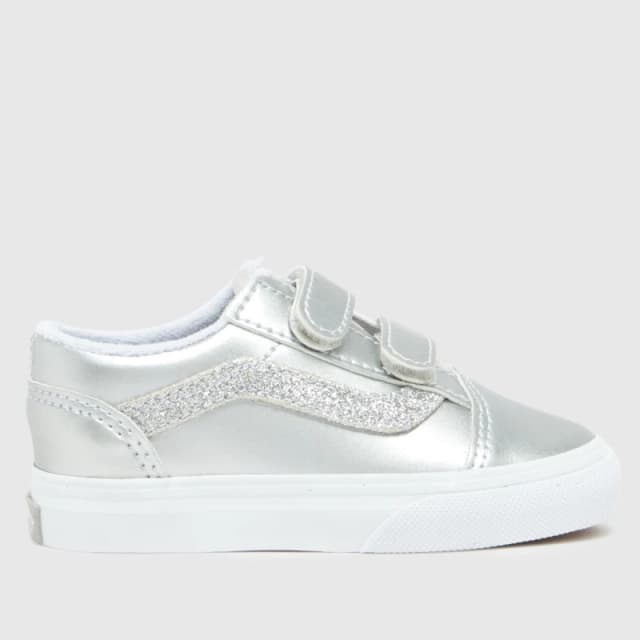 Vans Silver Old Skool V Girls Toddler Trainers Silver UK 6 (EU 22½)