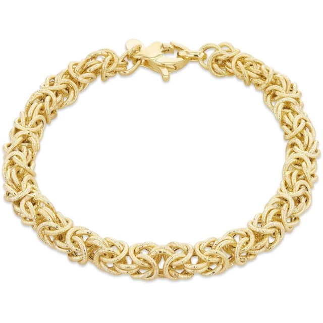 Be You 9ct Gold Textured Byzantine Bracelet Yellow Gold female 7.5in