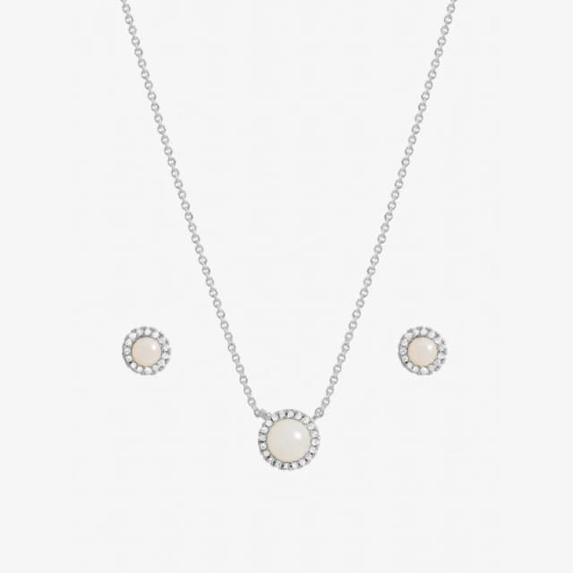 Inicio Sterling Silver Plated Pearl Halo Set - Gift Box Jewellery Sets One Size Silver 40010811000