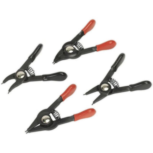 Loops 4 Piece Mini Circlip Pliers Set - 10mm to 22mm Circlips - Spring Loaded Action Multi