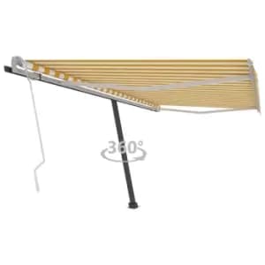 Vidaxl Freestanding Manual Retractable Awning 400X350 Cm Yellow/White