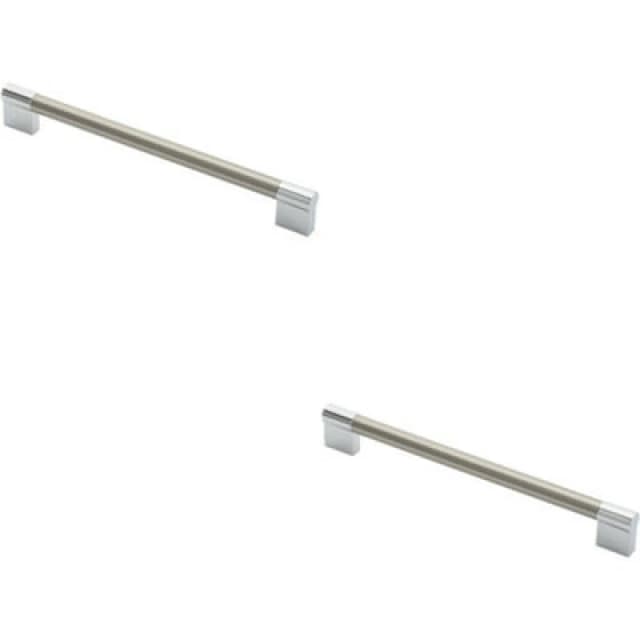 Loops 2x Keyhole Bar Pull Handle 236 x 14mm 224mm Fixing Centres Satin Nickel & Chrome Metallics unisex