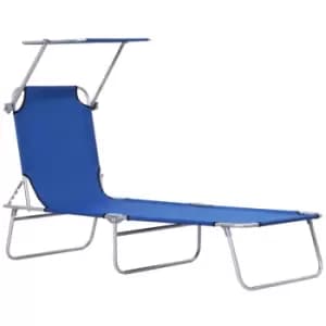 Outsunny Folding Chair Sun Lounger With Sunshade Garden Recliner Hammock - Blue