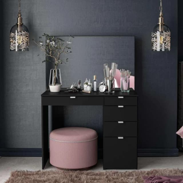 Birlea Ava 5 Drawer Dressing Table Black unisex One Size