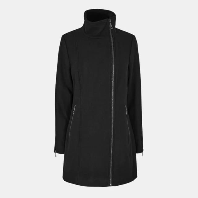DKNY Womens Zipped Structured Overcoat Black female 8 (XS)