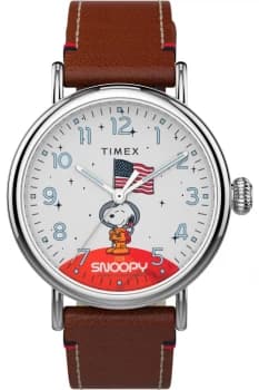Timex X Space Snoopy - Standard 40Mm Leather Strap Watch