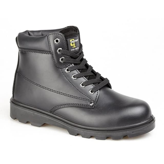 Grafters Mens Padded Leather Safety Boots in Black Size: 4 Black Male 4