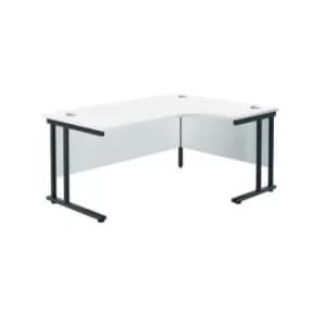 Jemini Radial Right Hand Double Upright Cantilever Desk 1800x1200x730mm White/Black KF803843