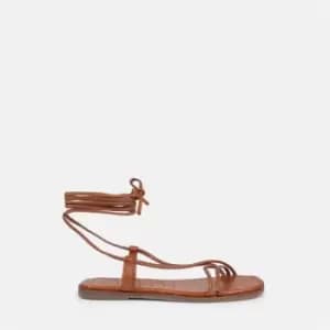 Missguided Faux Leather ankle strap flat sandal - Brown