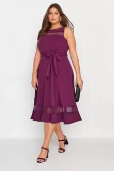 Mesh Panel Sleeveless Skater Dress