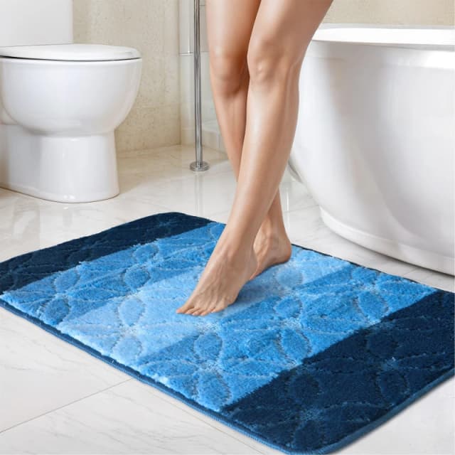 Halo - Tonal Stripe 2pc Bath set in Blue - TJ Hughes D5050238085640