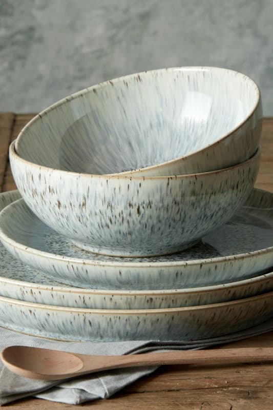 Denby Halo Speckle Set Of 4 Coupe Cereal Bowls in Grey Grey Unisex