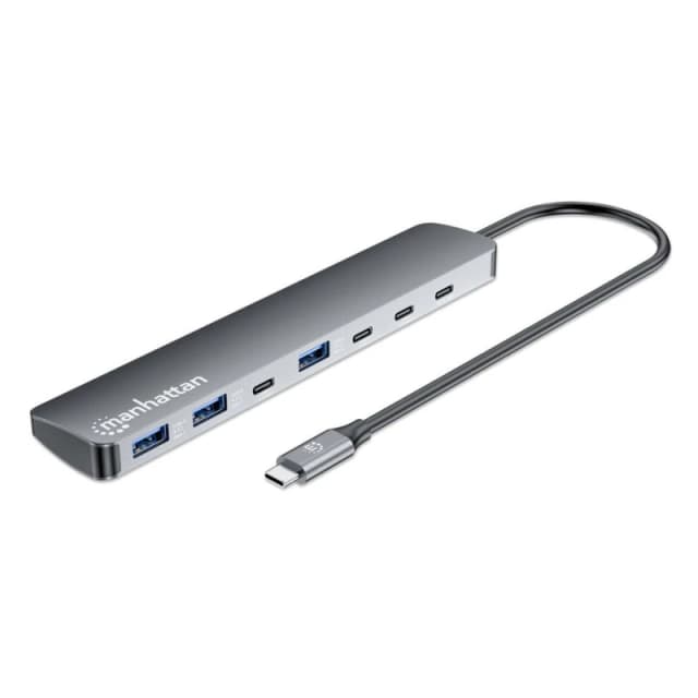 Manhattan Manhattan USB-C Dock/Hub, Ports (x7): USB-A (x3) and USB-C (x4), With Power Delivery (100W) to USB-C Port (Note additional USB-C wall charge