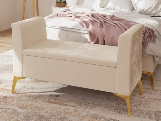 GFW Pettine Natural Fabric Upholstered Ottoman Storage Bench