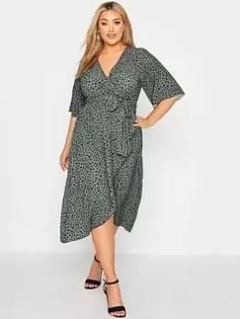 Yours Dalmatian Wrap Dress - Green, Size 18, Women