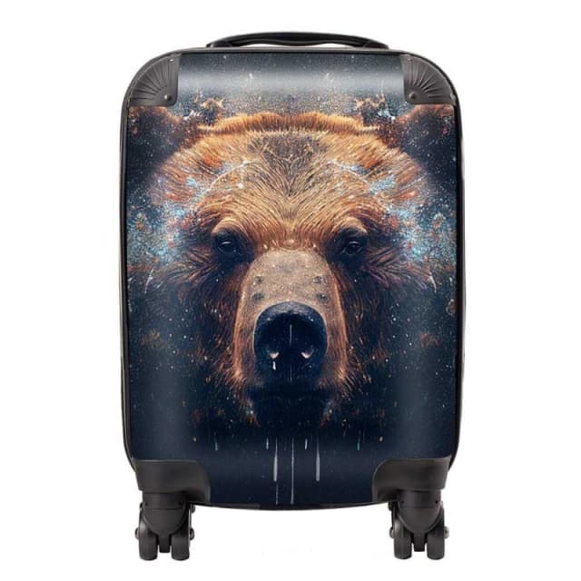 Warren Reed - Designer Brown Bear Face Splashart Suitcase Size: Large Brown Unisex Large