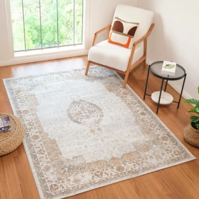 Livabliss Machine Washable Oriental Boho Grey/brown Deepika Area Rug 160 X 213cm - Easy Care, Non Shedding, Ideal For Living Room & Bedroom