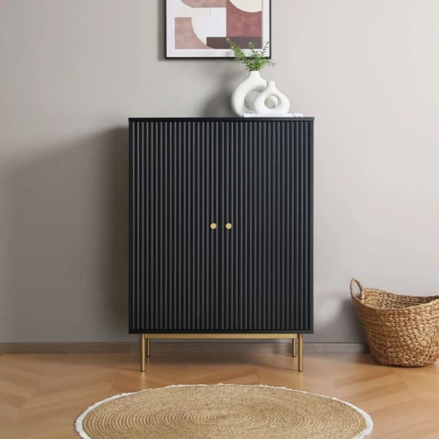 Home Garden Direct Devon - Highboard Storage Cabinet - Black Unisex