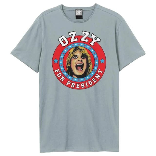 Amplified Amplified Men For President Ozzy Osbourne T-Shirt in Pale Blue Size: X-Small Pale Blue XS Male 5063574137836