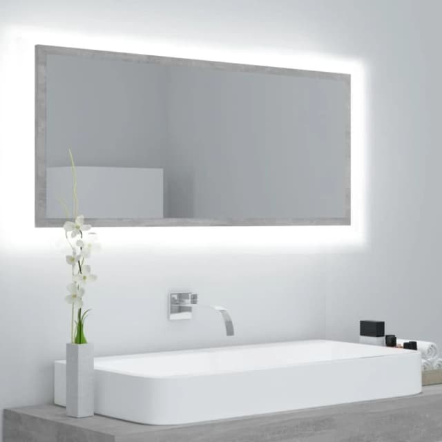 VIDAXL LED Bathroom Mirror Concrete Grey 100x8.5x37cm Acrylic Vidaxl 8720286221297