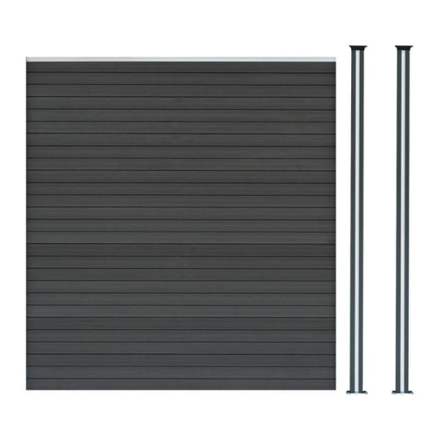 Monstershop Composite Fence Panel & LED Posts 6ft x 6ft - Grey Grey Unisex