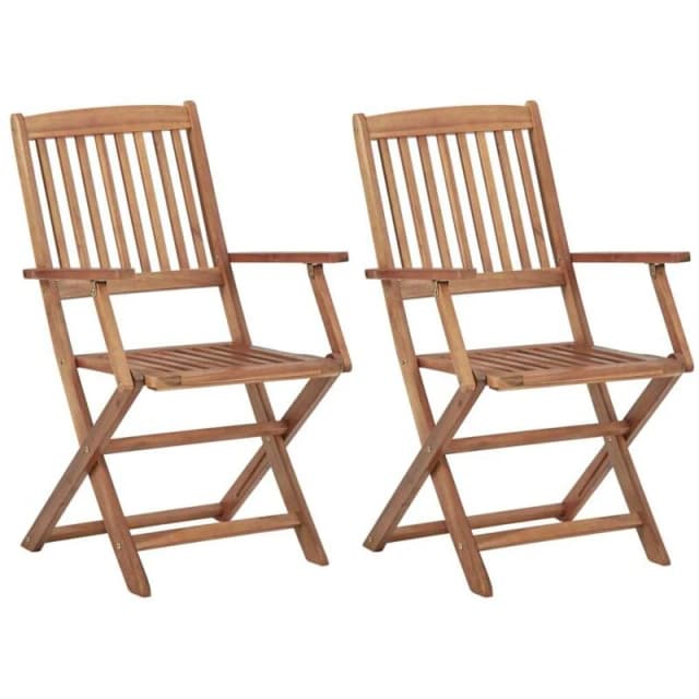 VIDAXL Folding Outdoor Chairs 2 pcs Solid Acacia Wood Vidaxl 8720286200292