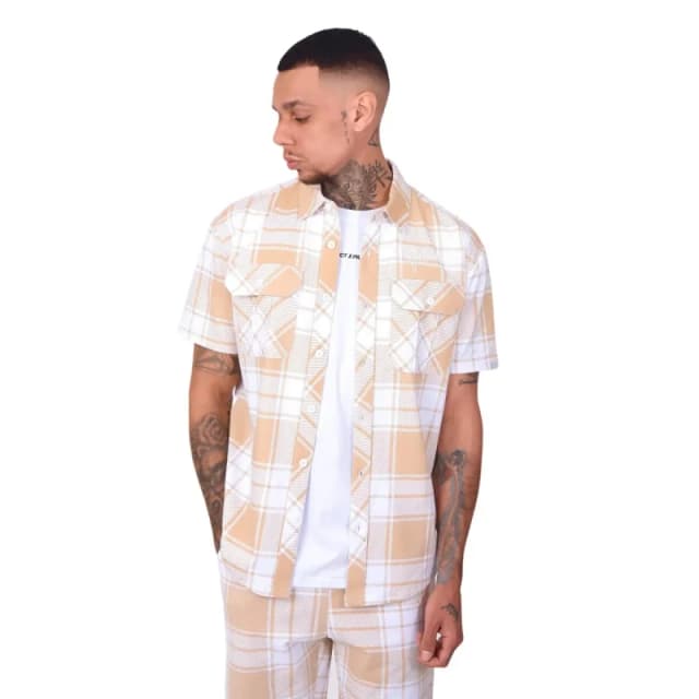 Project X Paris Short sleeve checkered shirt Project X Paris Beige Male M