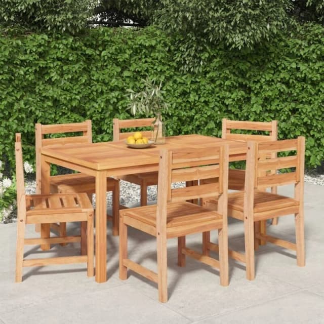 vidaXL 7 Piece Garden Dining Set Solid Wood Teak, Brown 3157186
