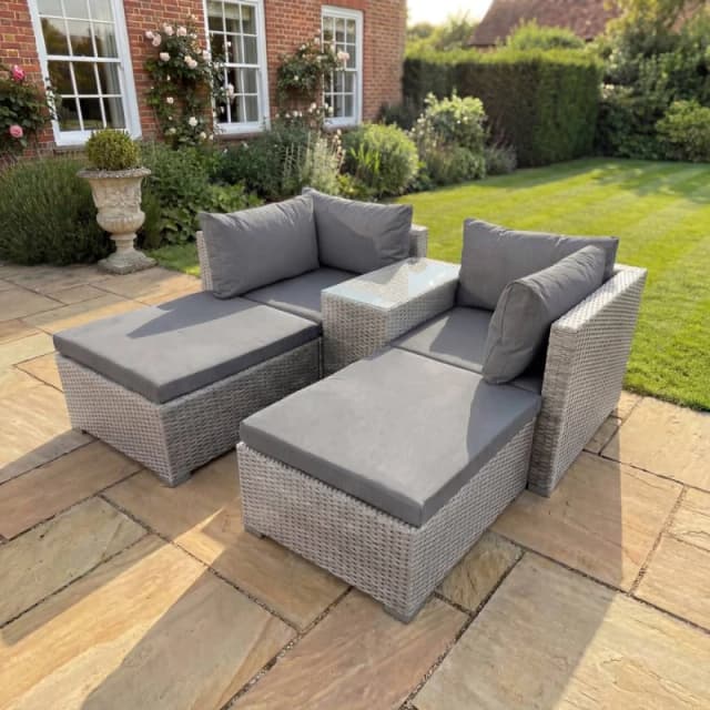 Artemis Home Bastia 5 Piece Outdoor Seating & Table Set in Grey Size: 2 Person Grey Unisex 2 Person