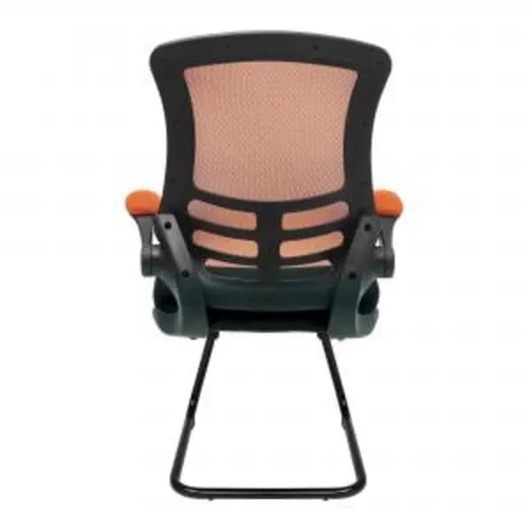 Luna Nautilus Designs Luna Designer High Back Two Tone Mesh Cantilever Visitor Chair With Folding Arms and Black Shell Orange/Black - BCM/T1302V/OG BC