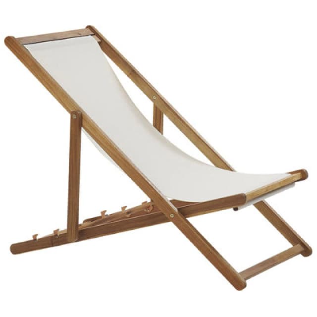 Beliani Folding Deck Chair Anzio With Replacement Fabrics Acacia Wood Light Brown