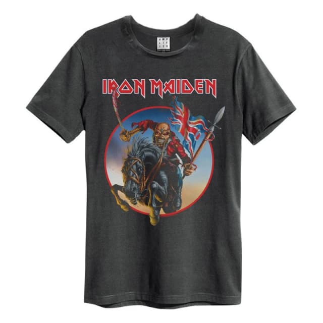 Amplified Amplified Men Trooper on Steed Iron Maiden T-Shirt in Charcoal Size: Small Charcoal S Male 5063470492718
