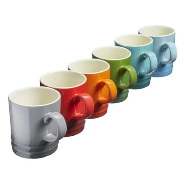 Cooks Professional 6 Piece Colourful Stoneware Mug Set - Dishwasher Safe Tea Coffee Drinking Cups 350Ml Capacity - Multicolour
