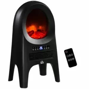HOMCOM Freestanding Ceramic Space Heater with Flame Effect in Black, black