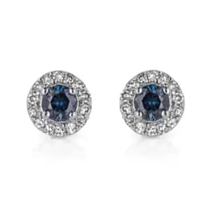 JG Fine Jewellery 9ct White Gold Diamond & Sapphire Round Stud Earrings