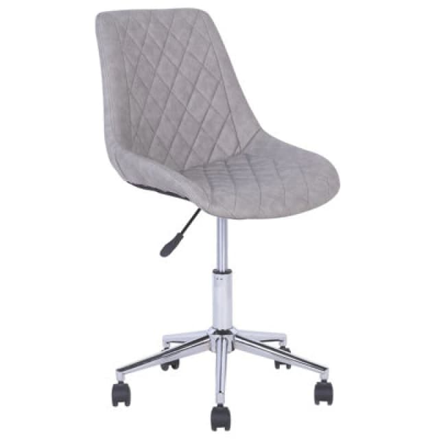 Beliani Desk Chair Swivel Maribel Faux Leather Light Grey