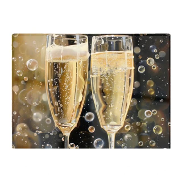 Warren Reed Designer Splashart Bubbly Champagne Flues Chopping Board