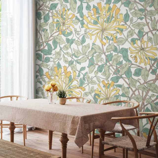 Origin Murals Honeysuckle - Seafoam Matt Smooth Paste The Wall Mural 350Cm Wide X 280Cm High