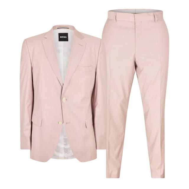 Boss Mens H-Huge 3 Piece Suit Open Pink male 38 (48)