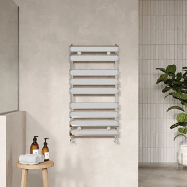 HUDSON REED Nuie Piazza Flat Panel Heated Towel Rail 950mm H x 500mm W - Chrome HL382