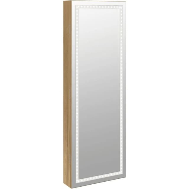 Vidaxl Mirror Jewellery Cabinet With LED Lights Wall Mounted, Brown 353252