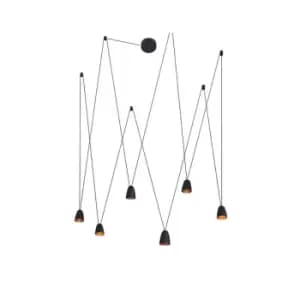 Paiania Ceiling Cluster Pendant 6x 7W LED Black - Gold