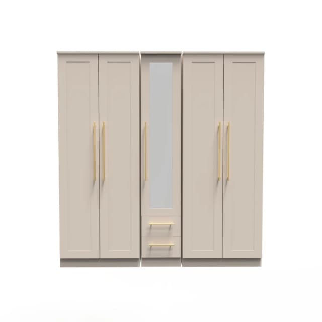 Helmsley Tall 5 Door 2 Drawer 1 Mirror Wardrobe In Kashmir Matt (Ready Assembled)
