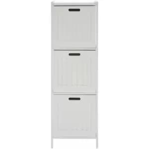 Premier Housewares - 3 Tier Pine Wood Bathroom Shelf With Square Shelves White Finish Bathroom Organiser / Storage Shelving Unit For Garage Shelves