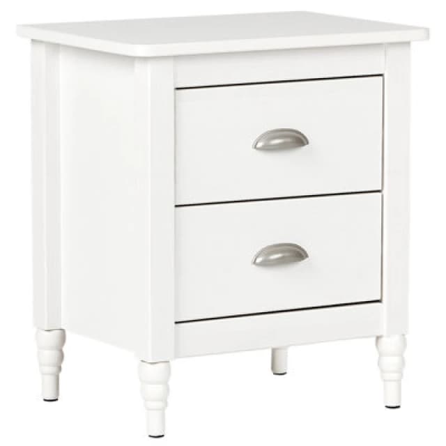 Beliani 2 Drawer Bedside Table Shillington Pine Wood White