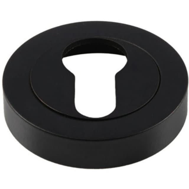 Loops 50mm Euro Profile Round Escutcheon Concealed Fix Matt Black Keyhole Cover Black unisex